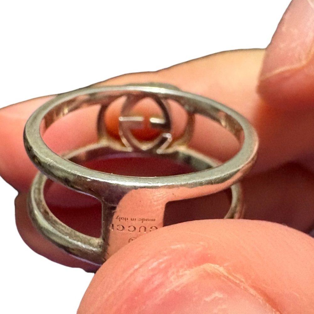 Gucci Double G Interlocking Logo Ring in Silver Tone - Picture 6 of 9
